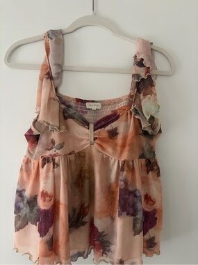Promesa Peach Floral Ruffle-Trim Camisole